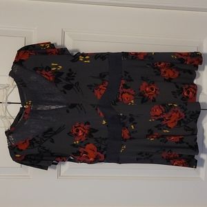 NWT gray with red floral blouse